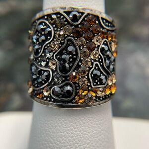 Brighton Trinity Leopard Ring Swarovski Crystal ring. Silver Tone SZ 7